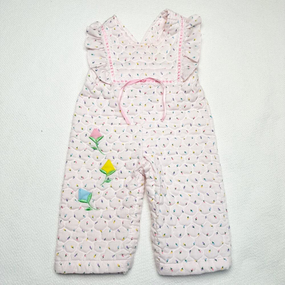 Vintage Tiny Tots Original Quilted Tulip Overalls